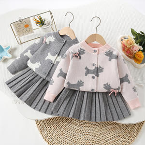 ชุดถัก2ชิ้นสำหรับเด็กผู้หญิงสไตล์เกาหลีใหม่2025ตกแต่งโบว์และกระโปรง<span class=keywords><strong>เค้ก</strong></span>ชั้นสไตล์น่ารัก - Product Image 1