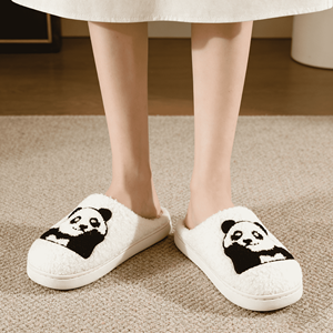 Pantofole in pile con stampa panda, comode, antiscivolo, da <span class=keywords><strong>donna</strong></span>, per interni, calde, invernali, da camera da letto. - Product Image 1