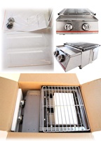 Barbecue à gaz GPL à 2 brûleurs en acier inoxydable Cuisinière à barbecue sans fumée pour hôtels et restaurants