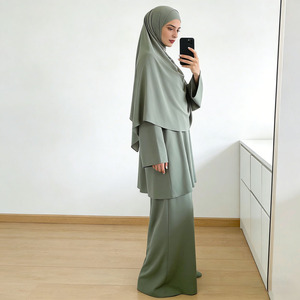 Wholesale Muslim Swimwear Burkini Set Modest Khimar Set Women Long Tunic Wide Leg Pants Hijab 3 Piece - Product Image 6