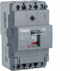HDA016L Personalizzabile con interruttore automatico scatolato Hagers H3 x160 TM 3P 18kA 16A - Product Image 1