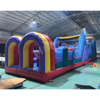 Parcours d'obstacles gonflable coloré pour jeux de défis de grande taille, location de jeux de fête unisexe commerciaux
