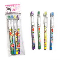 Venta al por Mayor de Lápices Mecánicos Ecológicos con Diseño de Frutas de Dibujos Animados, Set de Papelería Bonita para Escribir, para Estudiantes y Niños, Venta al por Mayor, Borrador Negro
