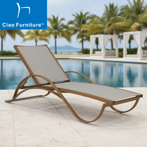 Chaise longue empilable en tissu Sling pour extérieur, hôtel, plage, piscine, en aluminium - Product Image 3