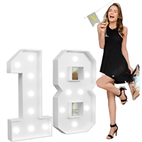 Décoration d'anniversaire en carton lumineux de 1 m (3,3 pi) avec le chiffre 18 pour fête de 18 ans, garçon/fille, utilisation intérieure, toile de fond d'anniversaire