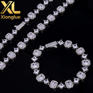High Quality Brass Iced Out Unisex Engagement Wedding Gift <b>Bracelet</b> Emerald Cut Zircon Hip Hop <b>Baguette</b> Diamond Tennis <b>Bracelet</b> - Product Image 4