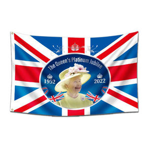 Usine personnalisée 100% Polyester 3 'X 5' Queen <span class=keywords><strong>Elizabeth</strong></span> Platinum <span class=keywords><strong>Jubilee</strong></span> Union 1952 2022 bannière graphique imprimé numérique - Product Image 1