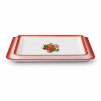 Juego de Vajilla de Melamina Serie Peonía Roja, Apto para Alimentos, Irrompible, Ligero, para Restaurantes, Hoteles, Picnics al Aire Libre