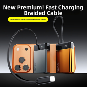 เครื่องชาร์จพกพา พาวเวอร์แบงค์ชาร์จเร็วขนาดเล็ก 22.5W ความจุ 20000mAh สีดำ |   ปลอดภัยสำหรับการเดินทาง พร้อมสายชาร์จ USB-C ในตัว - Product Image 5