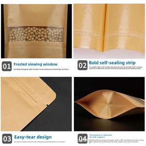 <span class=keywords><strong>Bolsas</strong></span> de Embalaje de Alimentos Resistentes a la Humedad con Cierre Superior y Base Autoportante, de <span class=keywords><strong>Papel</strong></span> <span class=keywords><strong>Kraft</strong></span> Compuesto con Recubrimiento de Película Esmerilada, Venta al Por Mayor de Fábrica - Product Image 2