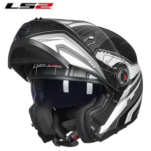 Original LS2 FF370หมวกกันน็อครถจักรยานยนต์ Flip Up Man Kask Capacete Ls2 Dual Visor Racing Casco Moto ECE Certification