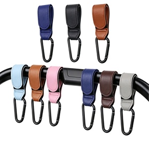 Crochets de poussette en cuir PU, universels et réglables, pour sacs, poussettes, voitures, chariots de courses et vélos - Product Image 1