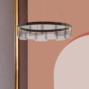 Post-moderne suspendu salon cuisine îlot luxe verre noir unique anneau circulaire suspension - Product Image 3