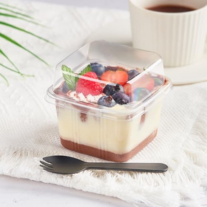 Caja de Plástico PET Transparente Cuadrada Desechable al por Mayor con Tapa Alta para Empacar Postres, Bocadillos y Mousse - Product Image 5