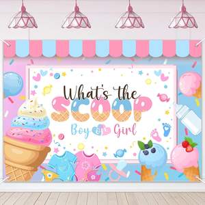 ฉากหลังถ่ายภาพเฉลยเพศเด็ก สีชมพู สีฟ้า เขาหรือเธอ ลายช้าง ลายดอกไม้ ป้ายปาร์ตี้ฉลองทารกแรกเกิด ปรับแต่งได้ - Product Image 5