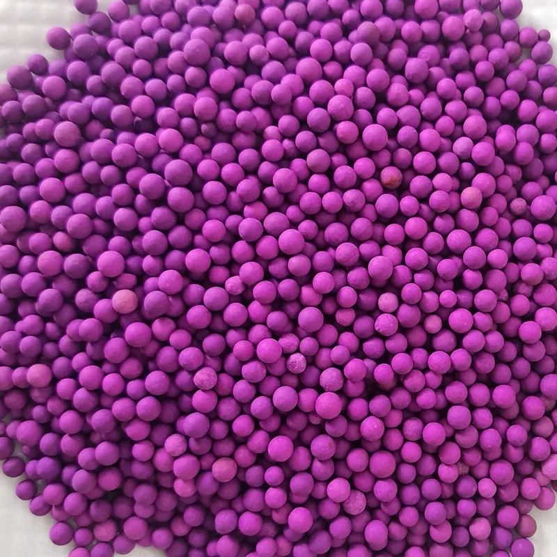 Bola de alúmina activada KMNO4 de 4-6mm Conservación de frutas Contenido 8% Bola de alúmina activada púrpura KMNO4