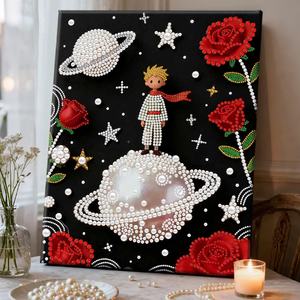 डिय मोती पेंटिंग आतिशबाजी महल हस्तनिर्मित मोती सामग्री ठोस लकड़ी कैनवास आयताकार बैग भगवान धन स्व-चिपकने वाला लिविंग रूम - Product Image 1