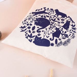 Wholesale Custom Logo Letter Pattern Natural <b>Cream</b> Color Cotton Canvas Tote <b>Bag</b> - Product Image 5
