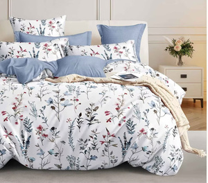 Parure de lit de luxe 100% polyester, motifs imprimés de plantes, drap de lit avec taie d'oreiller, collection de literie - Product Image 4