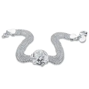 Venta al por mayor Spot White Rose Bracelet Plated 925 Silver Feminine Fashion Flowers Japón y Corea del Sur Jewelry Wholesale