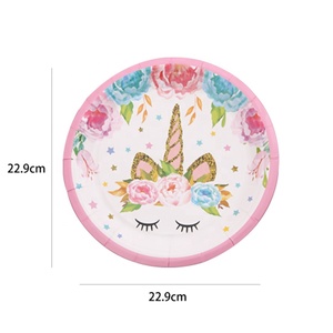 Juego de Platos Desechables de Papel con Tema de Unicornio DAMAI, Vajilla para Fiestas, Juego de Vajilla Rosa para Niños - Product Image 5