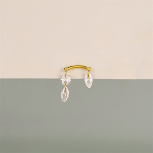 Pendientes de Plata de Ley 925 con Borla de Circonita Marquesa Ojo de Caballo y Parte Trasera Plana para Perforaciones - Product Image 4