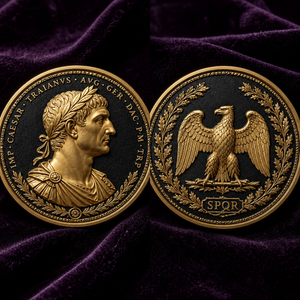 Moneda Conmemorativa de Lujo del Emperador Romano <span class=keywords><strong>Trajan</strong></span> en Relieve 3D, Chapada en Oro Doble, con Caja de Regalo LED - Product Image 1
