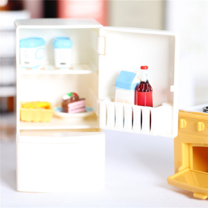 Scène miniature BTXIXI, modèle de meubles miniatures, cuisinière de <span class=keywords><strong>poche</strong></span>, réfrigérateur blanc - Product Image 3