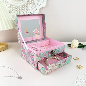 <span class=keywords><strong>Boîte</strong></span> <span class=keywords><strong>à</strong></span> <span class=keywords><strong>bijoux</strong></span> <span class=keywords><strong>musicale</strong></span> <span class=keywords><strong>à</strong></span> 2 niveaux <span class=keywords><strong>à</strong></span> imprimé floral, avec ballerine rotative et miroir, cadeau d'anniversaire idéal, best-seller - Product Image 5