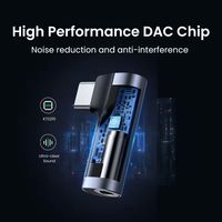 Adaptateur audio USB C vers 3,5 mm à angle droit UGREEN, adaptateur pour casque, écouteurs, micro, prise jack USB C 90 degrés pour Samsung iPad