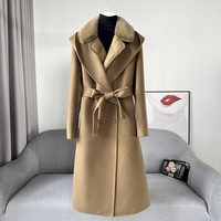 PUDI Damen Neue Wollmischung Winter Warme Lange Jacke mit Entendaunen-Futter Design-Mantel mit Nerzfellkragen CT2156