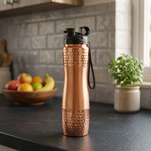 Vaso Térmico de Cobre Sublimado Ecológico con Tapa Abatible Antiderrames para Oficina y Gimnasio - Artesanía India - Product Image 3