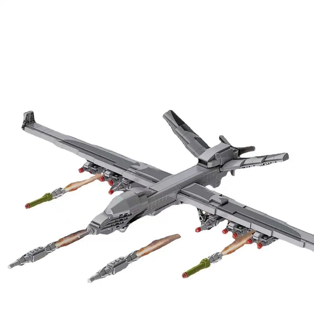 Модель военного разведывательного самолета Reobrix 88011 Pterosaur-ii UAV, детская сборная гранулированная конструкторная игрушка