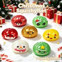 Boîte cadeau de Noël Jouet Squishy Boîte mystère Boulette de pâte vapeur simulée Poudre dorée Anti-stress Cadeau de fête Vente en gros OEM