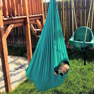 Children's Elastic <b>Hammock</b> Swing Chair Blue <b>Indoor</b> Outdoor Playhouse Hanging Seat 50kg Load Capacity Modern Design - Product Image 1