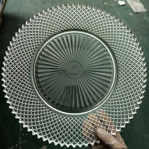 Platos de Cristal Transparente para Alquiler con Patrón Exquisito, Vajilla de Alta Gama para Decoración de Bodas al Aire Libre, Venta al por Mayor - Product Image 2