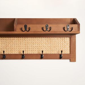 Organizador de pared de madera para entrada, <span class=keywords><strong>perchero</strong></span> con 8 ganchos y estante de almacenamiento, para <span class=keywords><strong>recibidor</strong></span> o pasillo - Product Image 3