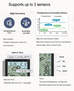 H-6208 Indoor Temperature Measurement <strong>Time</strong> Date Calendar LCD Digital Display Weather Clock - Product Image 5