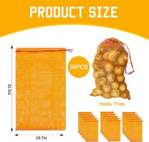 Huamaohengchun Bolsas de Malla Duraderas de 77 Libras, 50 Unidades, 32"x20", Reutilizables, con Cordones, para Almacenamiento de Leña, Verduras y Cebollas - Product Image 2