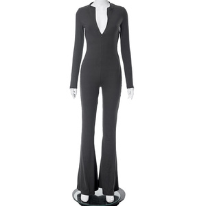 Vanfound <span class=keywords><strong>combinaison</strong></span> <span class=keywords><strong>de</strong></span> luxe taille haute pour femme <span class=keywords><strong>pantalon</strong></span> évasé manches longues conception <span class=keywords><strong>de</strong></span> fille chaude décontracté automne hiver porter pour la fête - Product Image 3