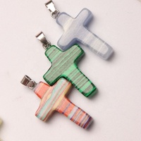 Offre Spéciale cristal naturel guérison croix forme améthyste Rose Quartz Lapis Agate Turquoise bijoux à bricoler soi-même pendentif
