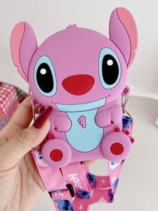 Tas Koin Silikon Lembut Dompet Jahitan Kartun Lucu Tas Penyimpanan Selempang Anti-Hilang Ponsel Portabel Tas Selempang Dengan Tali - Product Image 3