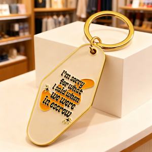 พวงกุญแจโลหะผสมสังกะสีชุบทองคำ พร้อมโลโก้สั่งทำจากโรงงาน ตัวอักษรเคลือบเงา ปรับแต่งได้ตามต้องการ - Product Image 3