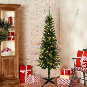 Árbol de Navidad Artificial Preiluminado de 6 Pies, Ecológico, con Luces LED Blanco Cálido, Decoración Navideña de PVC Verde, Fácil de Montar, para Uso en Interiores - Product Image 4