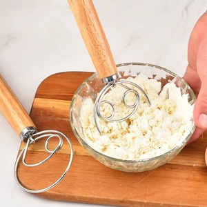Premium Danish Dough Whisk Kitchen <b>Tools</b> <b>Hand</b> Mixer Stainless Steel Whisk with Wooden Handle - Product Image 4
