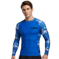 Maillot de compression Freandy Sports pour homme à manches longues, anti-UV, séchage rapide, polyester et élasthanne, 260g, design coloré