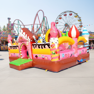 Château gonflable personnalisé écologique en PVC de 0,55 mm d'épaisseur avec toboggan, capacité de 500 kg, <span class=keywords><strong>pour</strong></span> 5 à 20 personnes, idéal <span class=keywords><strong>pour</strong></span> les anniversaires d'enfants - Product Image 1