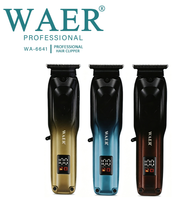 WAER WA-6641 Tondeuse à cheveux professionnelle haute vitesse 6800 tr/min avec écran LED, sans fil, électrique, pour hommes