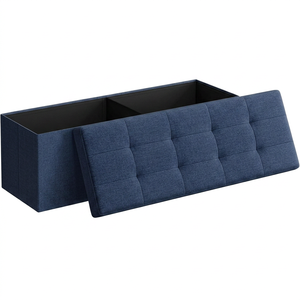 Banco de Almacenamiento Moderno de Tela con Tapa Acolchada para Sala de Estar, Muebles para el Hogar - Product Image 1