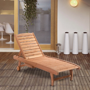 Combohome Tumbona de Madera de Abeto para Exteriores con Bandeja Extraíble, Silla de Piscina de Madera Maciza Ajustable para Jardín y Playa - Product Image 3